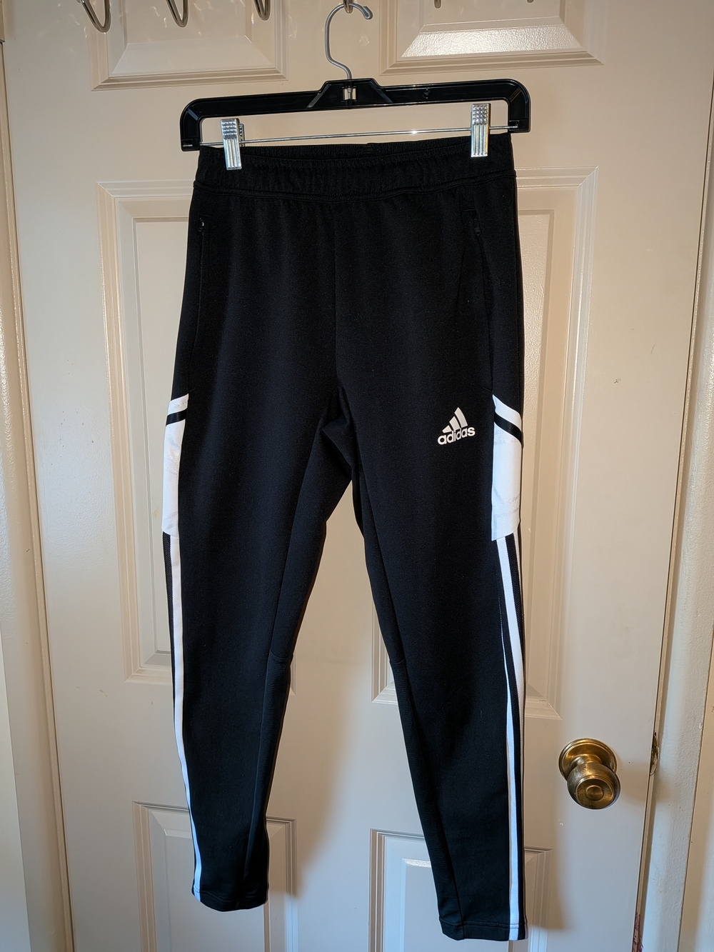 adidas Black Joggers with White Side Panels